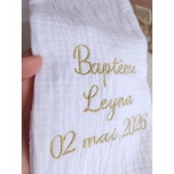 étole de baptême écharpe gaze de coton blanc fête de baptême