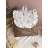 Sac dos maternelle velours prénom personnalisé broderie fait main enfant range doudou cadeau cartable crèche bébé petit sac