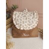 Sac dos maternelle velours prénom personnalisé broderie fait main enfant range doudou cadeau cartable crèche bébé petit sac
