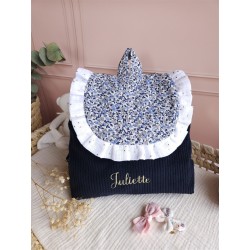 Sac dos maternelle velours prénom personnalisé broderie fait main enfant range doudou cadeau cartable crèche bébé petit sac