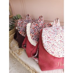 Sac dos maternelle velours prénom personnalisé broderie fait main enfant range doudou cadeau cartable crèche bébé petit sac