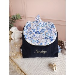 Sac dos maternelle velours prénom personnalisé broderie fait main enfant range doudou cadeau cartable crèche bébé petit sac