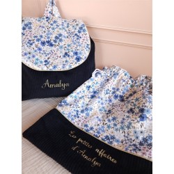 Sac dos maternelle velours prénom personnalisé broderie fait main enfant range doudou cadeau cartable crèche bébé petit sac