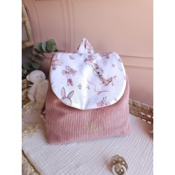 Sac dos maternelle velours prénom personnalisé broderie fait main enfant range doudou cadeau cartable crèche bébé petit sac