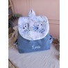 Sac dos maternelle velours prénom personnalisé broderie fait main enfant range doudou cadeau cartable crèche bébé petit sac