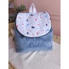 Sac dos maternelle velours prénom personnalisé broderie fait main enfant range doudou cadeau cartable crèche bébé petit sac