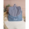 Sac dos maternelle velours prénom personnalisé broderie fait main enfant range doudou cadeau cartable crèche bébé petit sac
