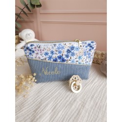 Trousse toilette prénom personnalisé broderie rangement fait main maquillage enfant langer pochette maquillage