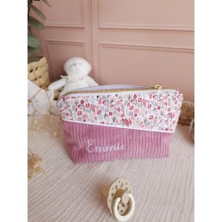 Trousse toilette prénom personnalisé broderie rangement fait main maquillage enfant langer pochette maquillage