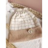 Sac pochon pochette prénom personnalisé broderie fait main enfant  range doudou vetement cadeau naissance