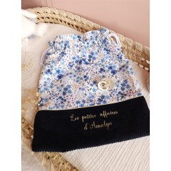 Sac pochon pochette prénom personnalisé broderie fait main enfant  range doudou vetement cadeau naissance