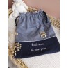 Sac pochon pochette prénom personnalisé broderie fait main enfant  range doudou vetement cadeau naissance