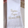 étole de baptême écharpe gaze de coton blanc fête de baptême