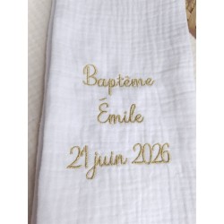 étole de baptême écharpe gaze de coton blanc fête de baptême