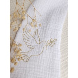étole de baptême écharpe gaze de coton blanc fête de baptême