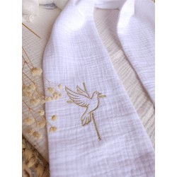 étole de baptême écharpe gaze de coton blanc fête de baptême