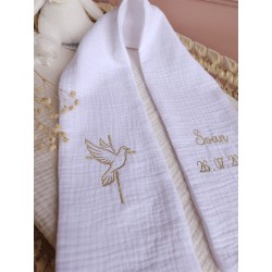 étole de baptême écharpe gaze de coton blanc fête de baptême