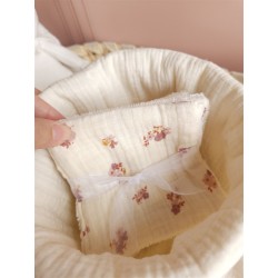 Lingette panier coton démaquillant lavable zéro déchet bébé salle de bain maquillage fait main