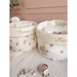 Lingette panier coton démaquillant lavable zéro déchet bébé salle de bain maquillage fait main
