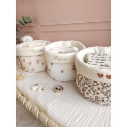Lingette panier coton démaquillant lavable zéro déchet bébé salle de bain maquillage fait main