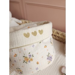 Lingette panier coton démaquillant lavable zéro déchet bébé salle de bain maquillage fait main