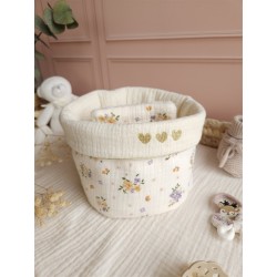 Lingette panier coton démaquillant lavable zéro déchet bébé salle de bain maquillage fait main
