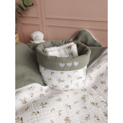 Lingette panier coton démaquillant lavable zéro déchet bébé salle de bain maquillage fait main