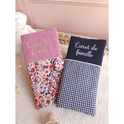 protège livret famille prénom personnalisé broderie fait main cadeau mariage tissu