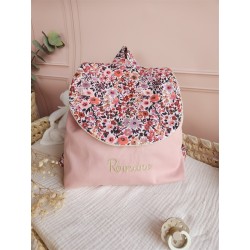 Sac dos maternelle frou frou prénom personnalisé broderie fait main enfant range doudou cadeau cartable crèche bébé petit sac