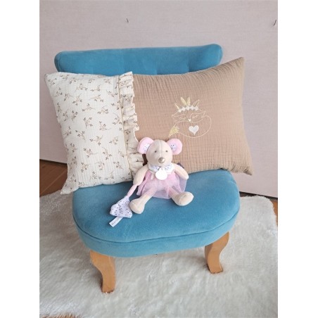 Coussin tissu fait main décoration cadeau naissance chambre prénom personnalisé broderie rectangle