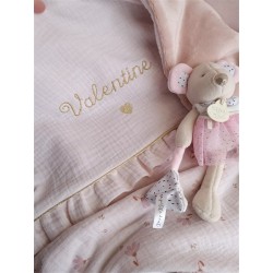 Plaid couverture doudou prénom personnalisé broderie fait main patchwork chambre bébé cadeau naissance anniversaire double