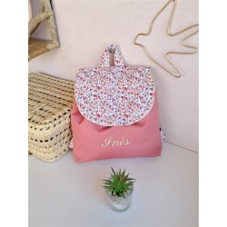 Sac dos maternelle velours prénom personnalisé broderie fait main enfant range doudou cadeau cartable crèche bébé petit sac