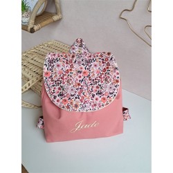 Sac dos maternelle velours prénom personnalisé broderie fait main enfant range doudou cadeau cartable crèche bébé petit sac