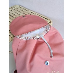Sac dos maternelle velours prénom personnalisé broderie fait main enfant range doudou cadeau cartable crèche bébé petit sac