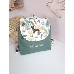 Sac dos maternelle velours prénom personnalisé broderie fait main enfant range doudou cadeau cartable crèche bébé petit sac