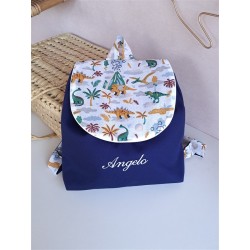 Sac dos maternelle velours prénom personnalisé broderie fait main enfant range doudou cadeau cartable crèche bébé petit sac
