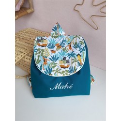 Sac dos maternelle velours prénom personnalisé broderie fait main enfant range doudou cadeau cartable crèche bébé petit sac