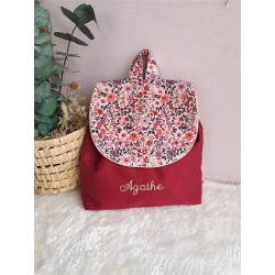 Sac dos maternelle velours prénom personnalisé broderie fait main enfant range doudou cadeau cartable crèche bébé petit sac