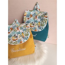 Sac dos maternelle velours prénom personnalisé broderie fait main enfant range doudou cadeau cartable crèche bébé petit sac