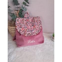 Sac dos maternelle frou frou prénom personnalisé broderie fait main enfant range doudou cadeau cartable crèche bébé petit sac