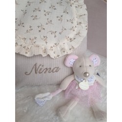 Sac dos maternelle frou frou prénom personnalisé broderie fait main enfant range doudou cadeau cartable crèche bébé petit sac