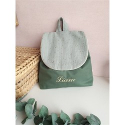 Sac dos maternelle velours prénom personnalisé broderie fait main enfant range doudou cadeau cartable crèche bébé petit sac
