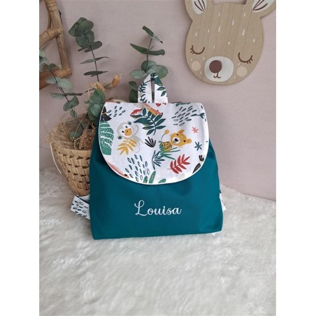 Sac dos maternelle velours prénom personnalisé broderie fait main enfant range doudou cadeau cartable crèche bébé petit sac
