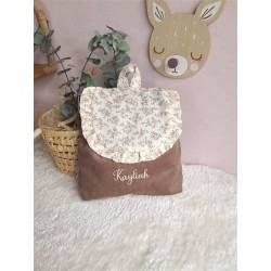 Sac dos maternelle frou frou prénom personnalisé broderie fait main enfant range doudou cadeau cartable crèche bébé petit sac