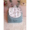 Sac dos maternelle velours prénom personnalisé broderie fait main enfant range doudou cadeau cartable crèche bébé petit sac
