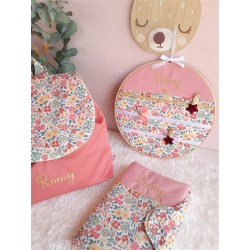 Sac dos maternelle velours prénom personnalisé broderie fait main enfant range doudou cadeau cartable crèche bébé petit sac