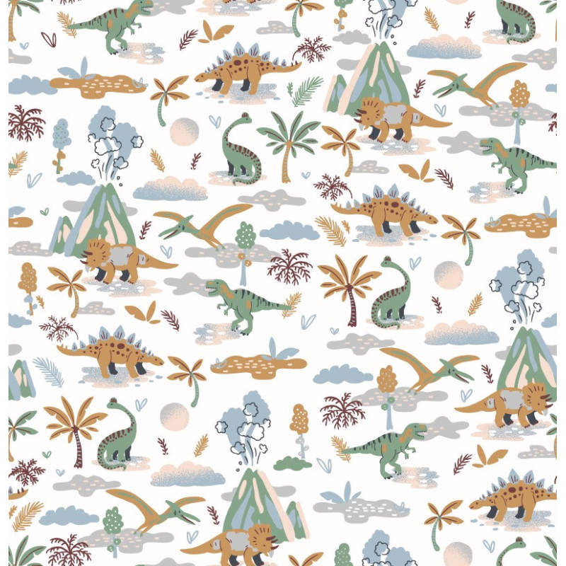 Motifs dinosaures fond blanc