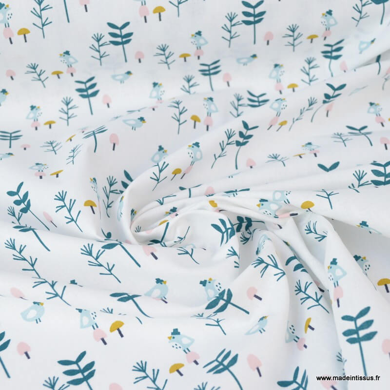 Motifs oiseaux fond blanc