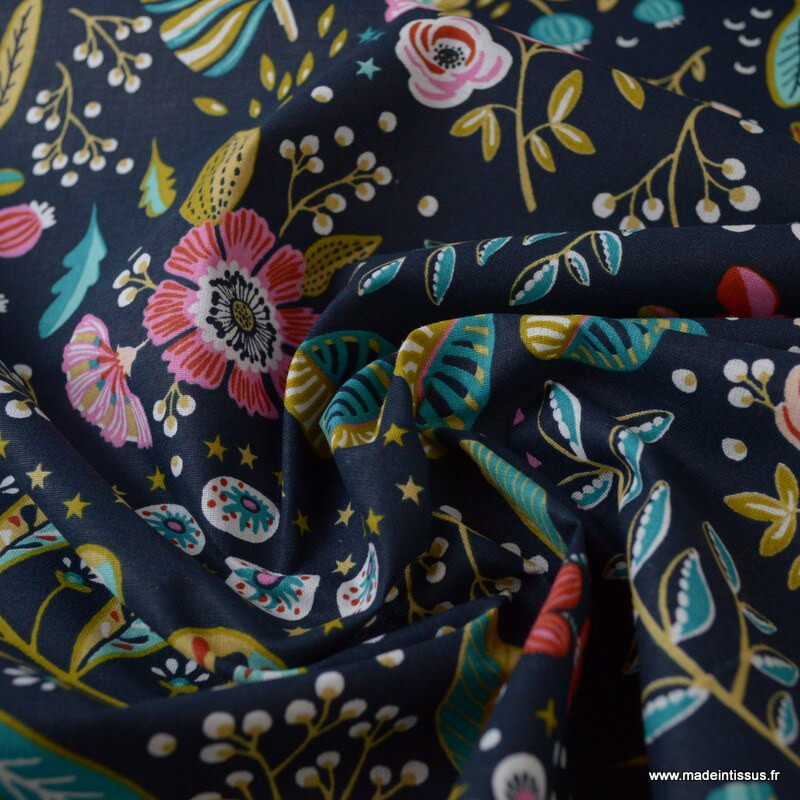 Motifs fleurs ardoise